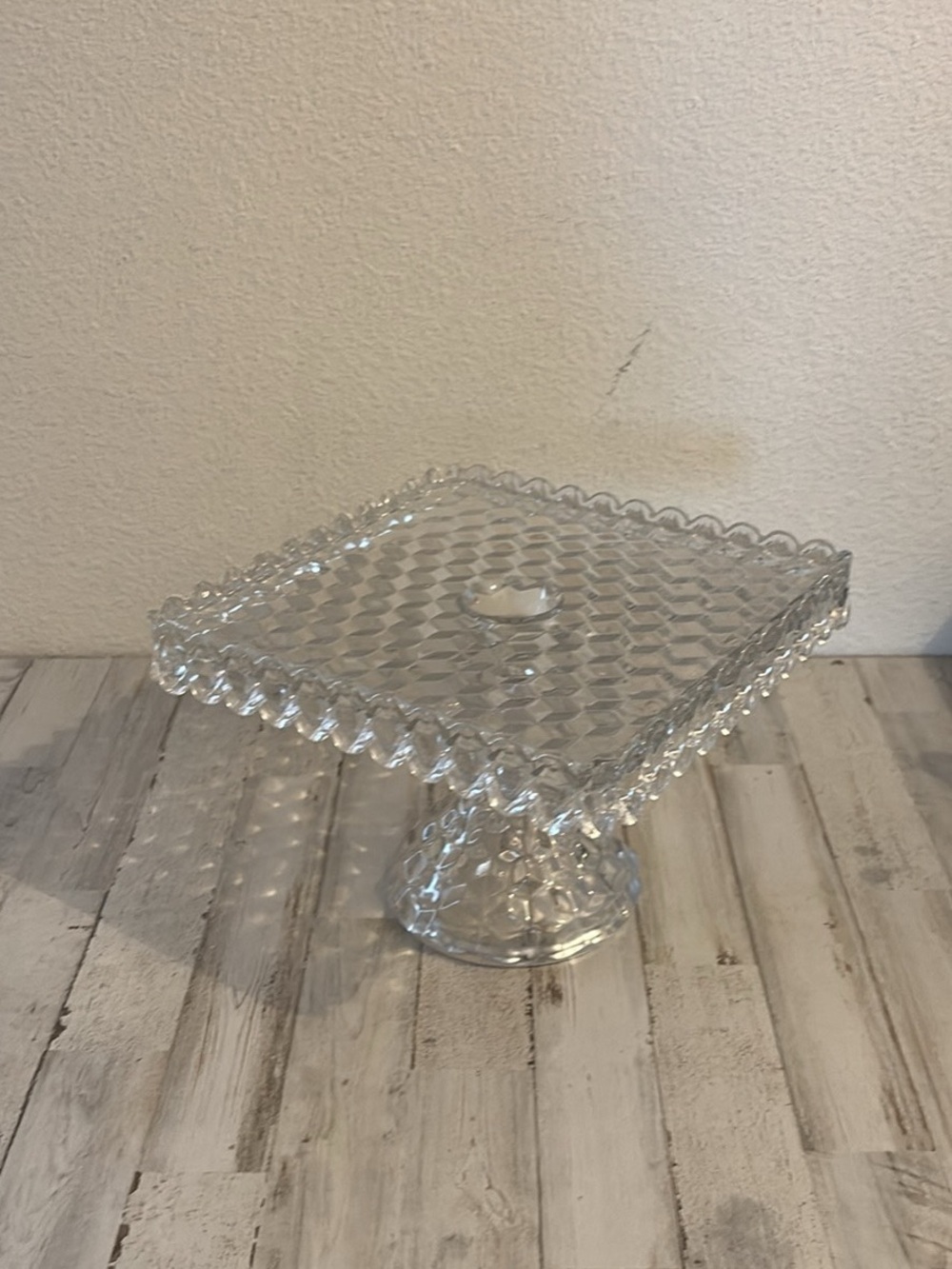 Vintage Fostoria Square Pedestal Cake Stand
